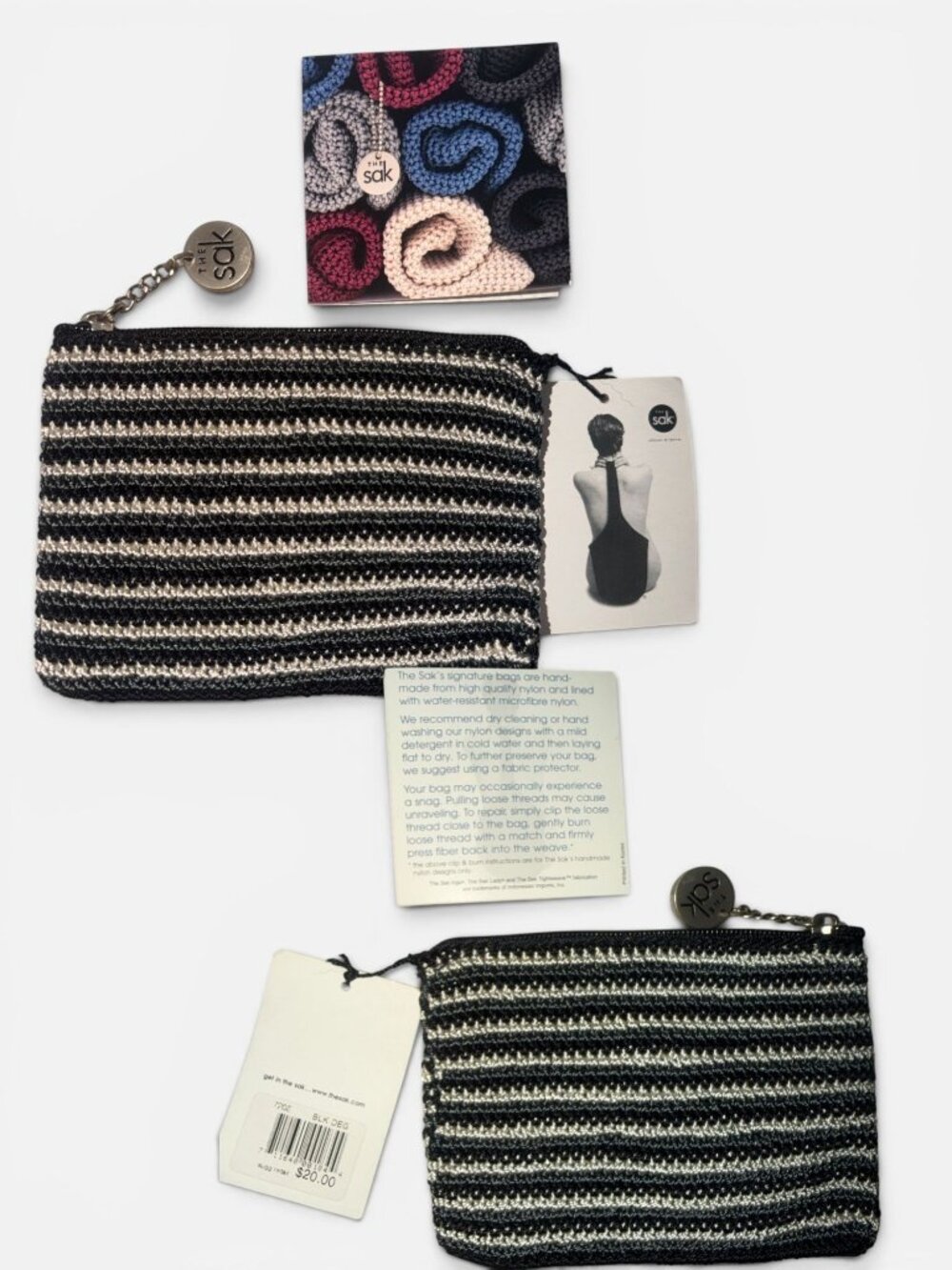 The Sak Slim Pack Brown Leather Shoulder Bag + Essential Crochet Zipper Pouch NW - Picture 8 of 10